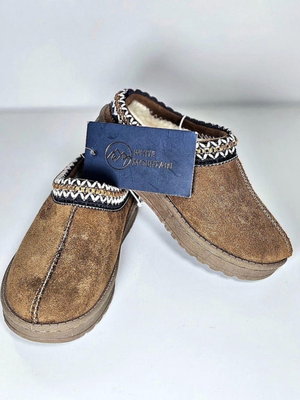 White Mountain Brown Lined Slippers NWT Size 11US Kids- Cozy Indoor-Outdoor